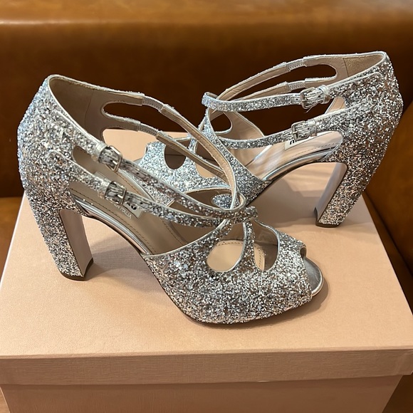 Authentic MIU MIU glittery sandals heels size 38.5 - Picture 4 of 10